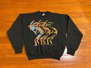 Vintage 1992 Ute-T's Kokopelli Native American Art Crewneck Sweatshirt Large